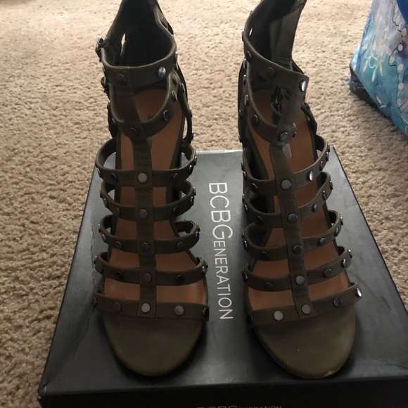 BCBGeneration Shoes - BCBG army green strappy heel sandals